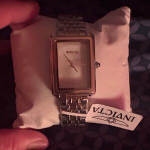 Invicta Silver Watch with Rectangular Face